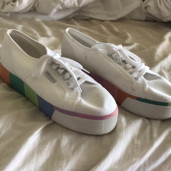 superga platform sneakers rainbow